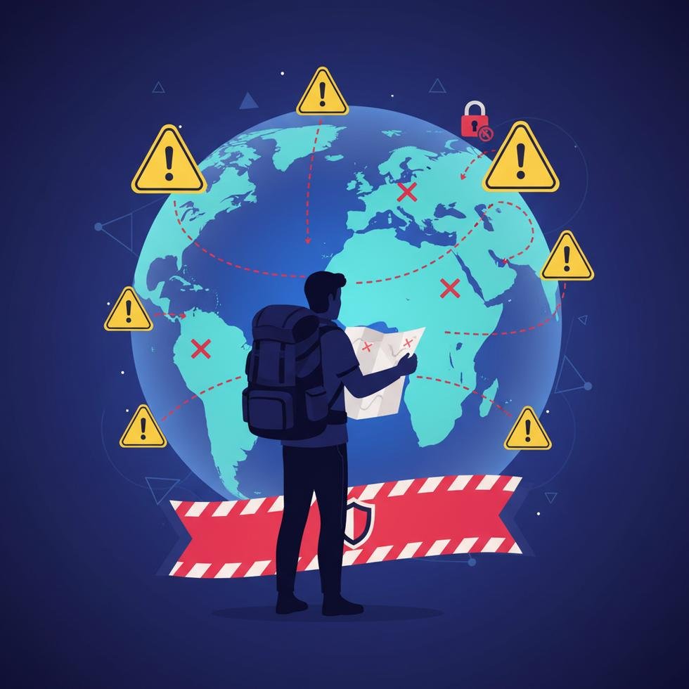 Seyahat eden kişi harita üzerinde konum inceliyor.