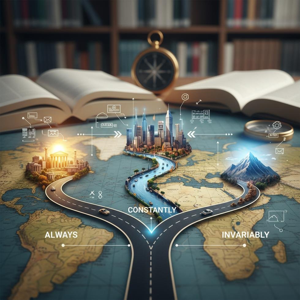 Always, constantly ve invariably İngilizce zarflarının kullanımıyla ilgili görsel