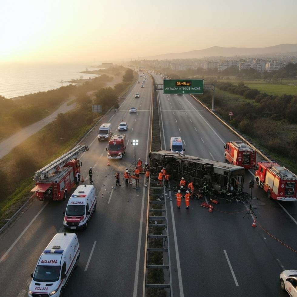 Antalya otobüs kazası sonrası acil kurtarma ekipleri müdahalede