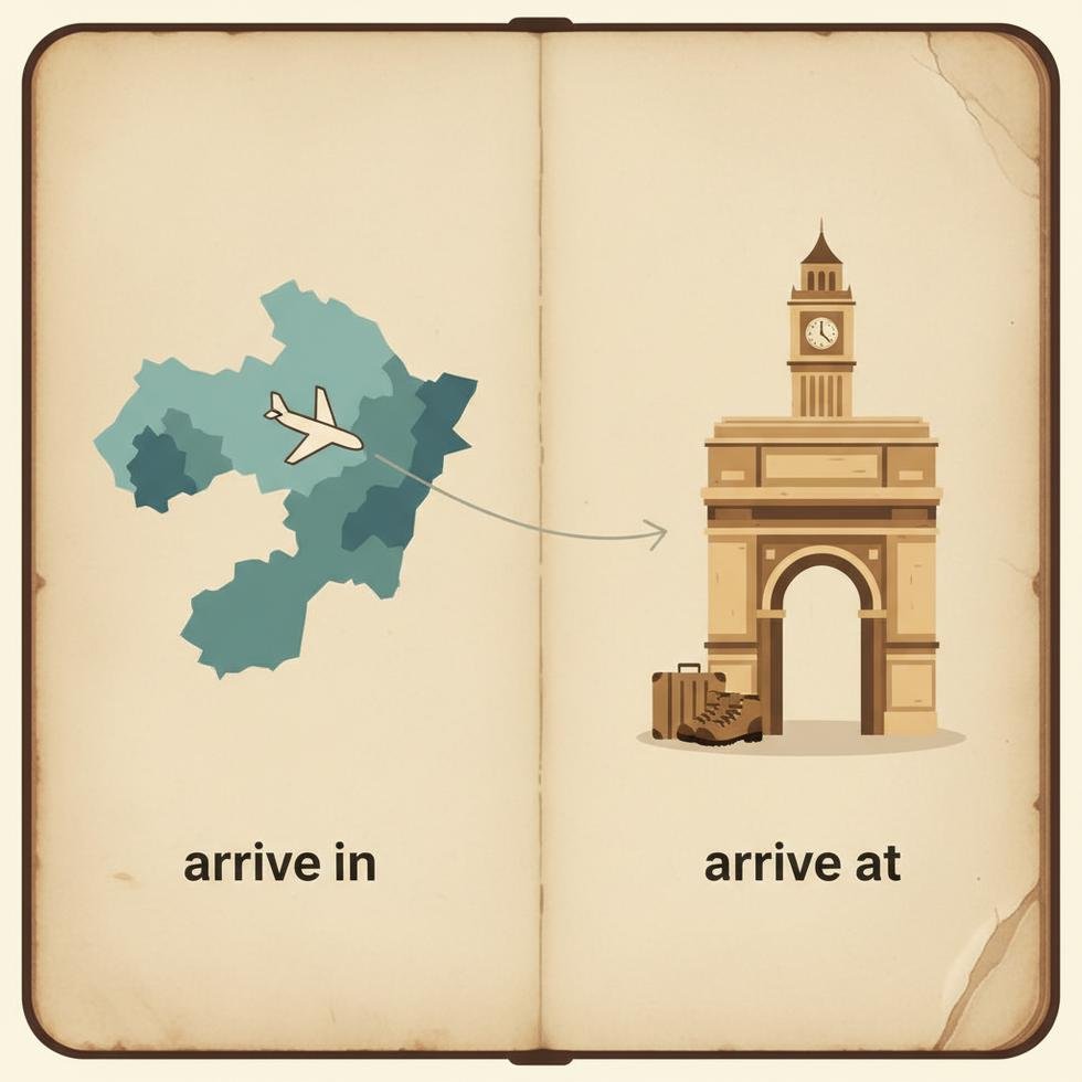 İngilizcede arrive in ve arrive at doğru kullanım rehberi