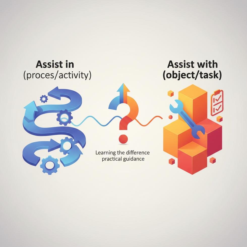 Assist in ve assist with ifadelerinin doğru kullanımı hakkında bilgi