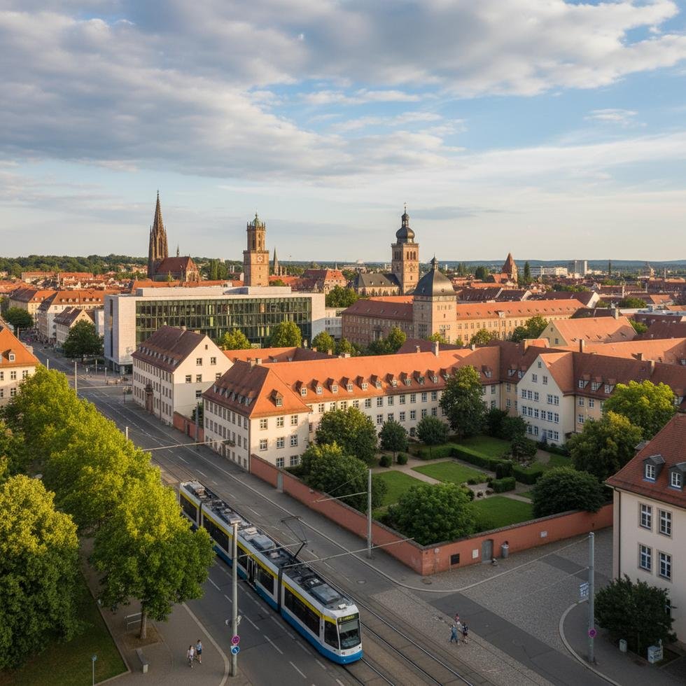 Augsburg şehir merkezinden bir görünüm