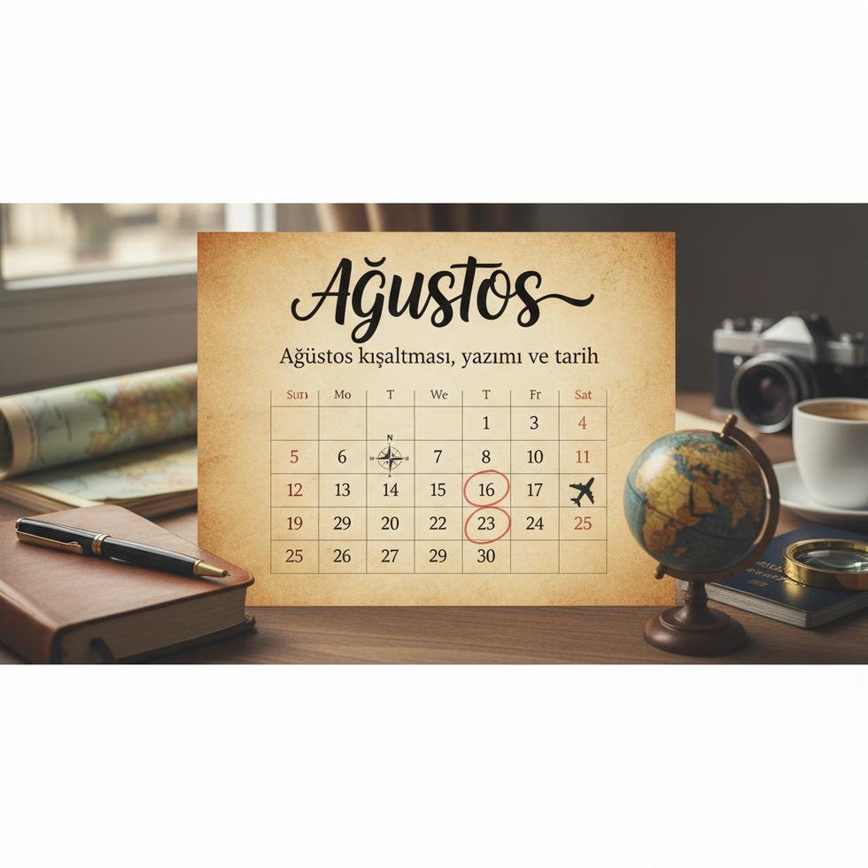 August kelimesi, ağustos takvimi ve tarih formatları