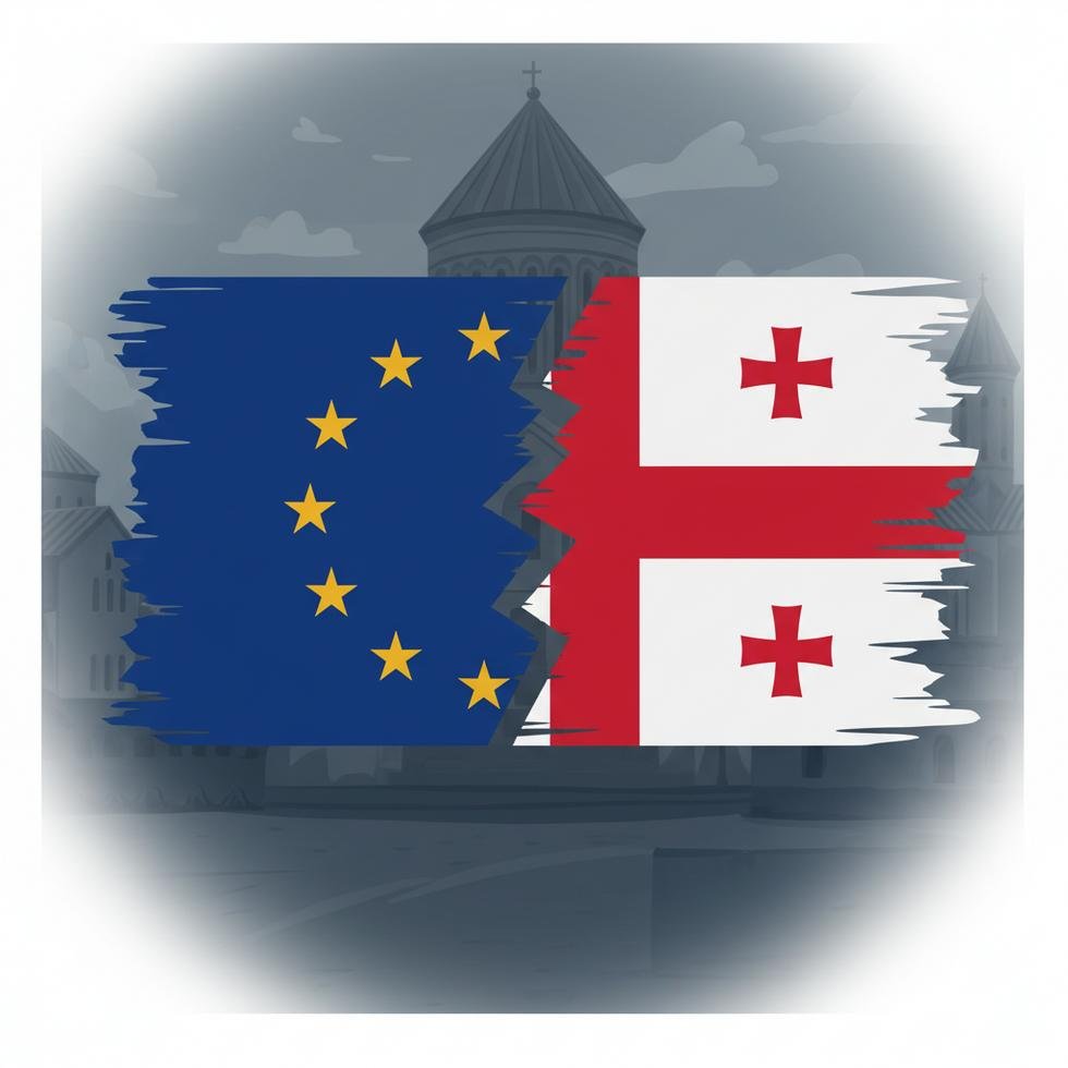 Avrupa Birliği bayrağı ile Gürcistan bayrağının birleşimi