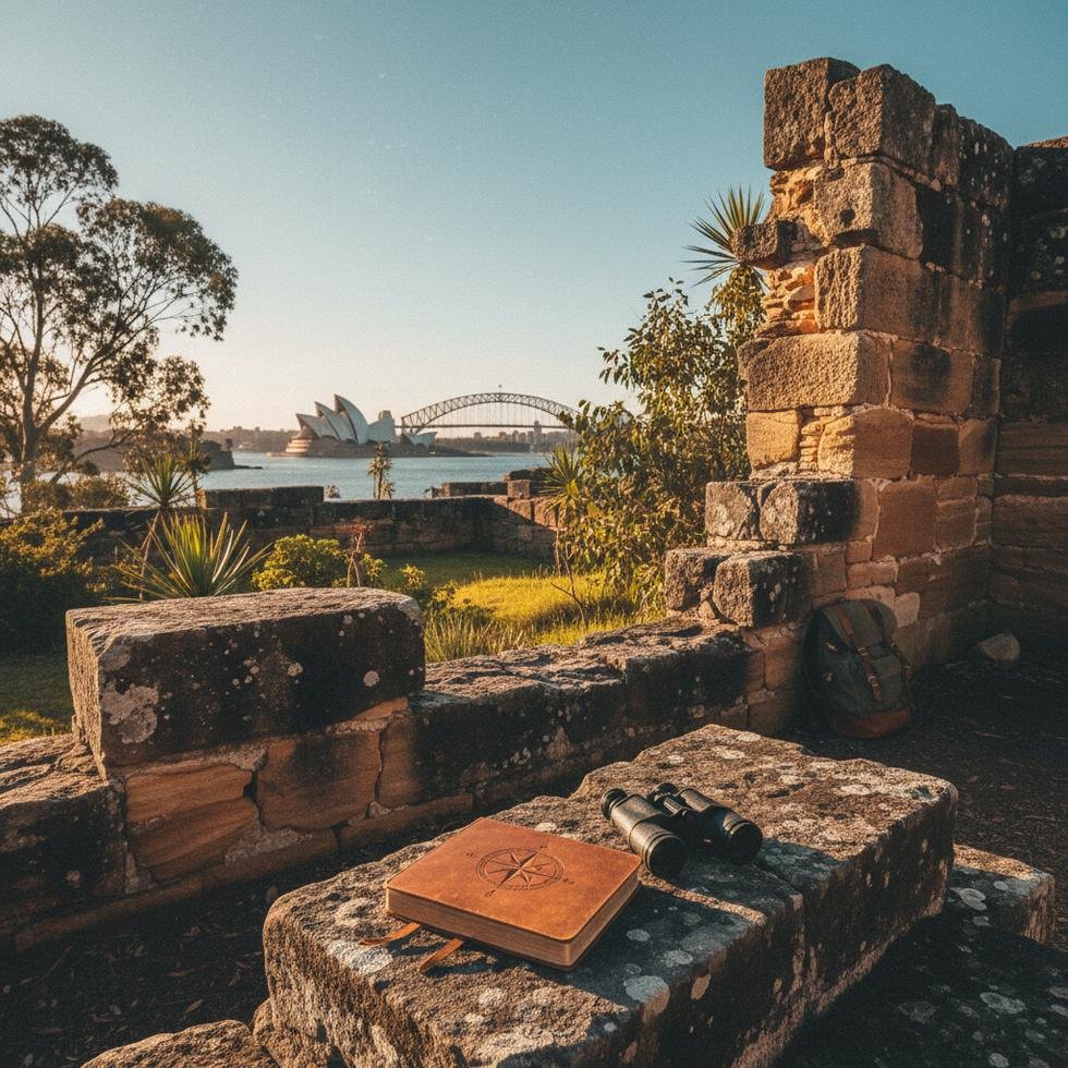 Avustralya'da şehirde yürüyen bir grup dil öğrencisi ve anlatım yapan rehber