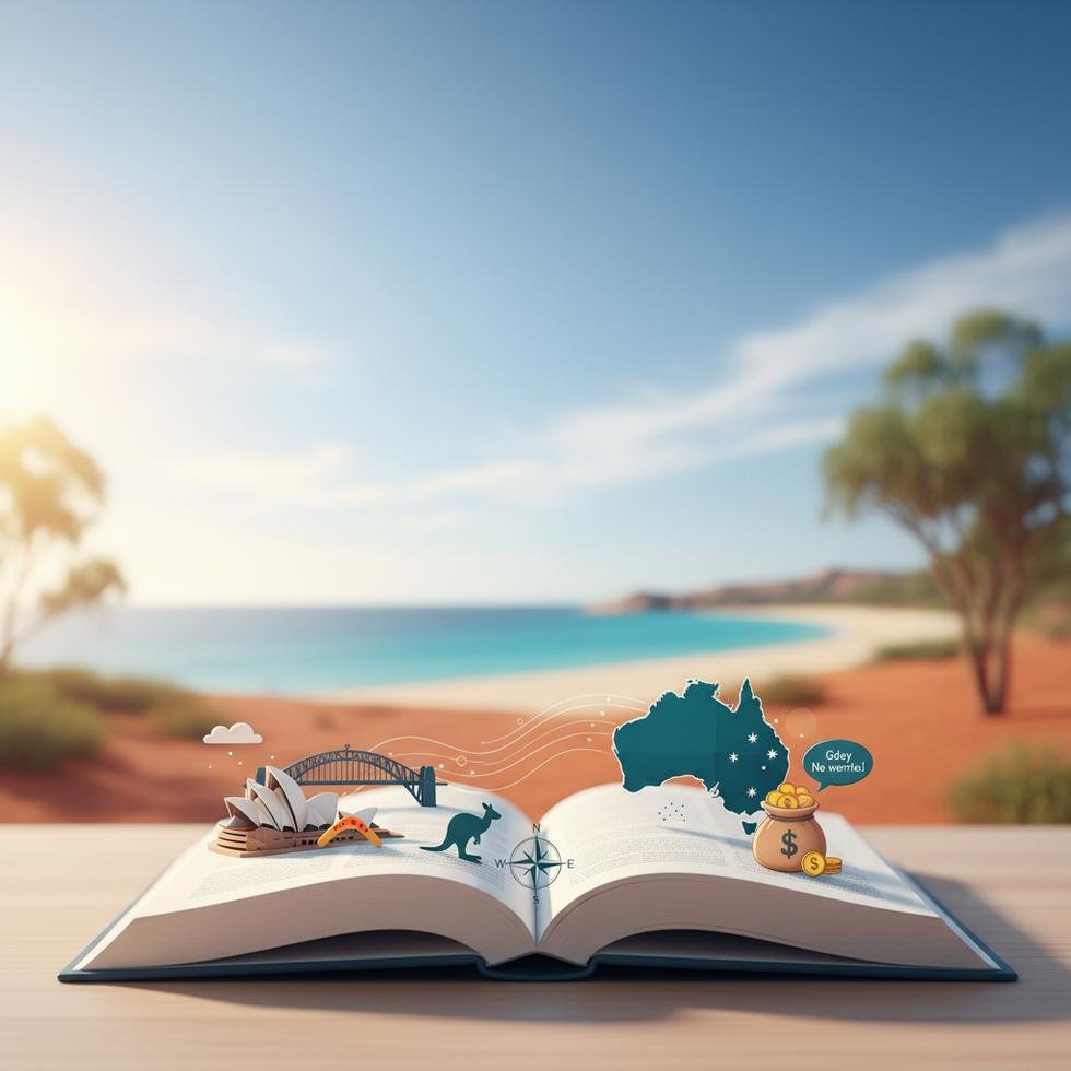 Avustralya'da kültürel şok ve uyum süreçlerini anlatan rehberde bir şehir manzarası