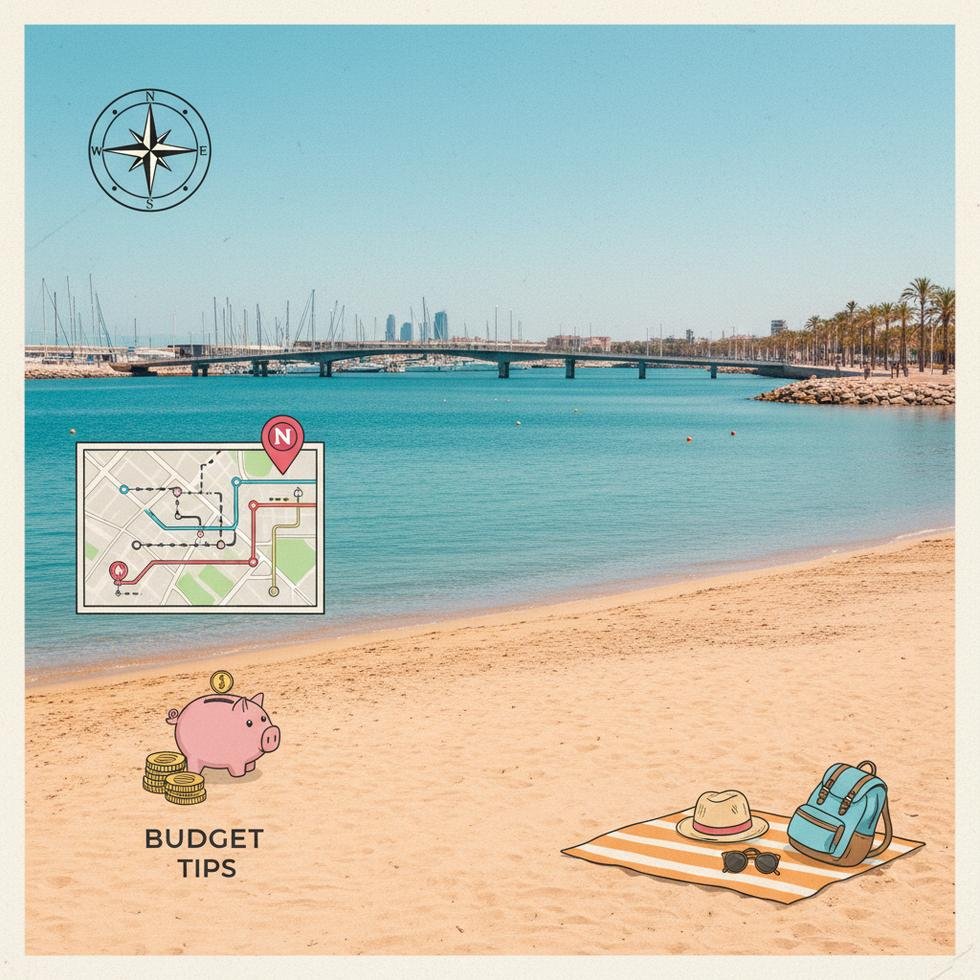 Badalona sahil manzarası ve plajlar