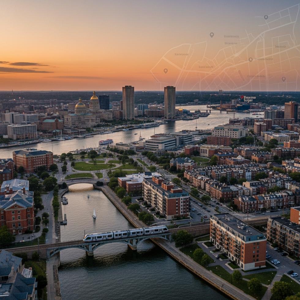 Baltimore limanı ve şehir merkezinden görünüm