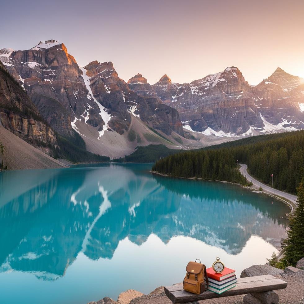 Banff doğal göl ve dağ manzarası