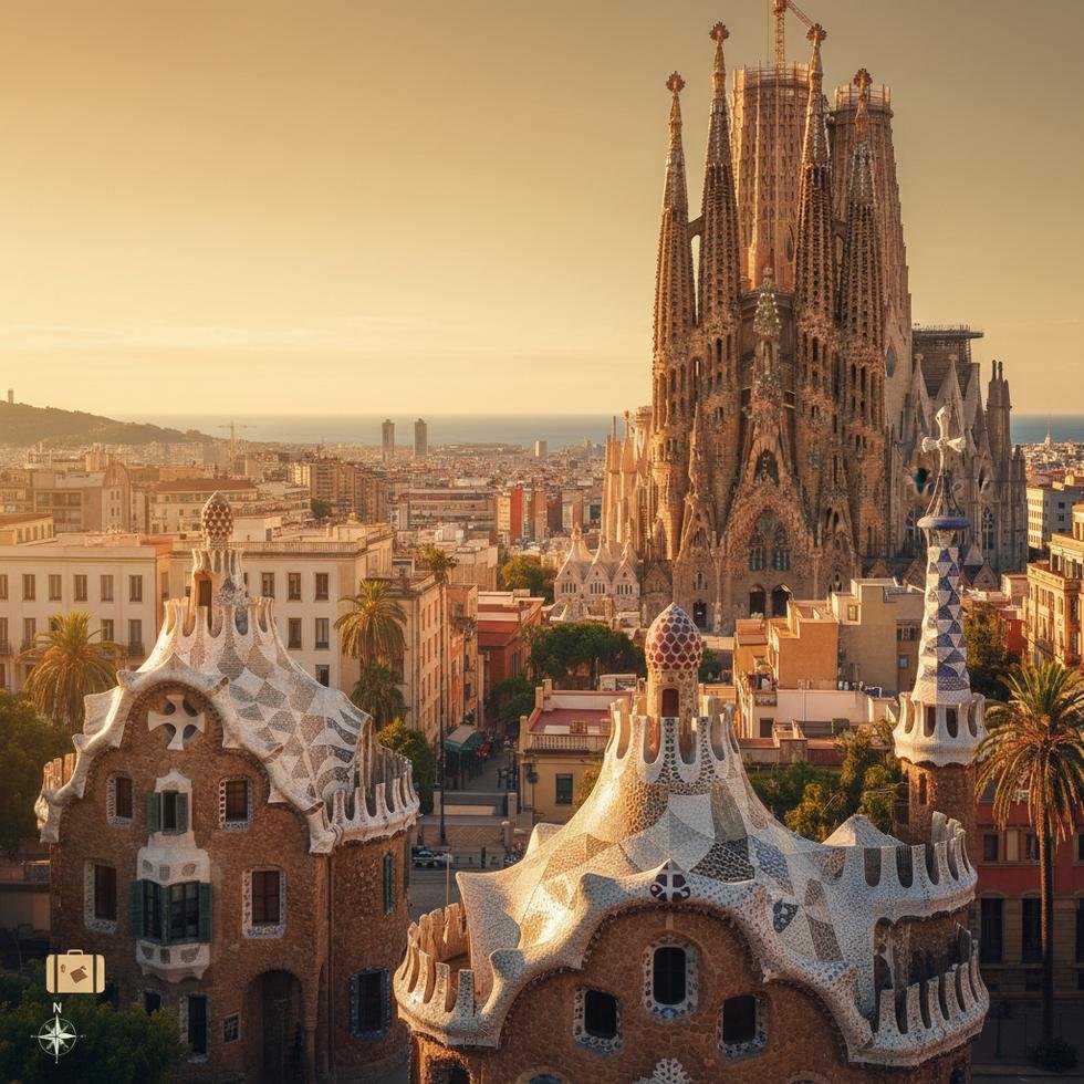 Barselona şehir manzarası ve turistik alanlar