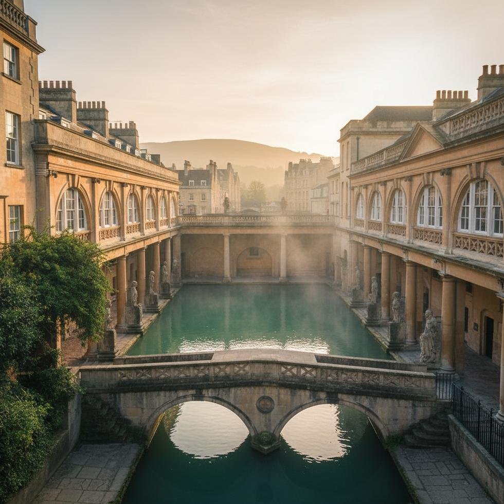 Bath şehrinde termal banyolar ve tarihi yapılar