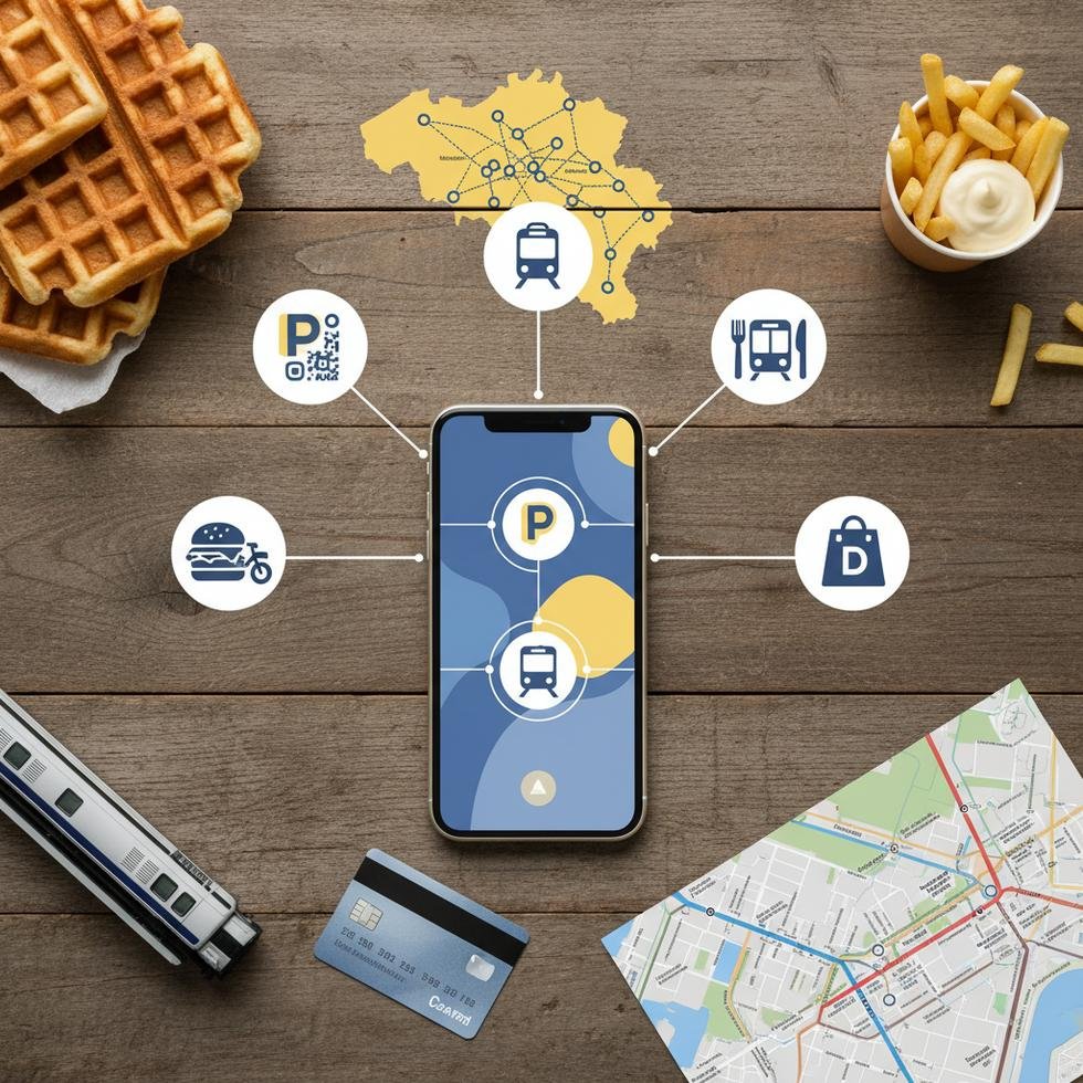 Belçika günlük yaşamı için gerekli 5 uygulamanın telefon ekranında gösterimi