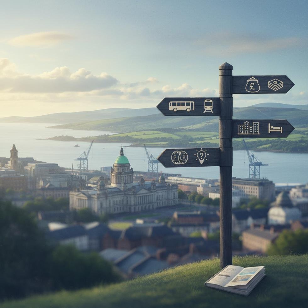 Belfast şehir merkezi ve Peace Walls duvar resimleri