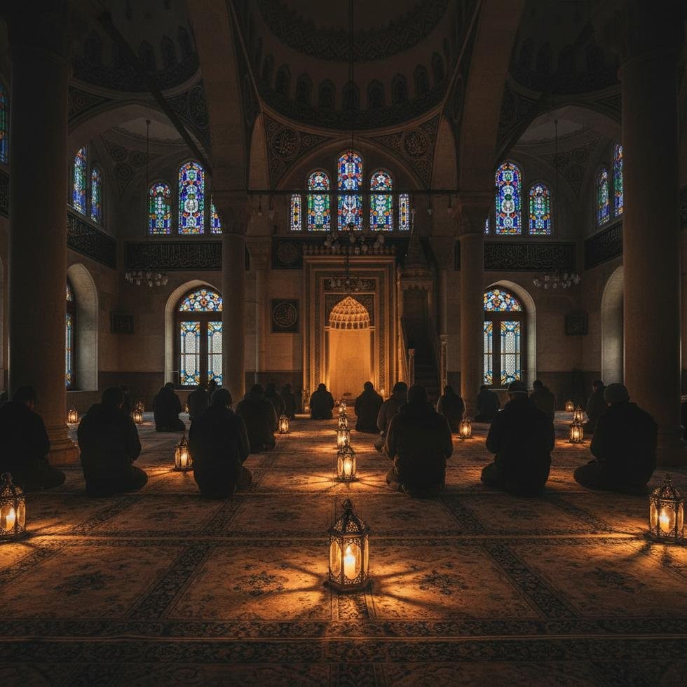 Berat Kandili namazı kılan insanlar