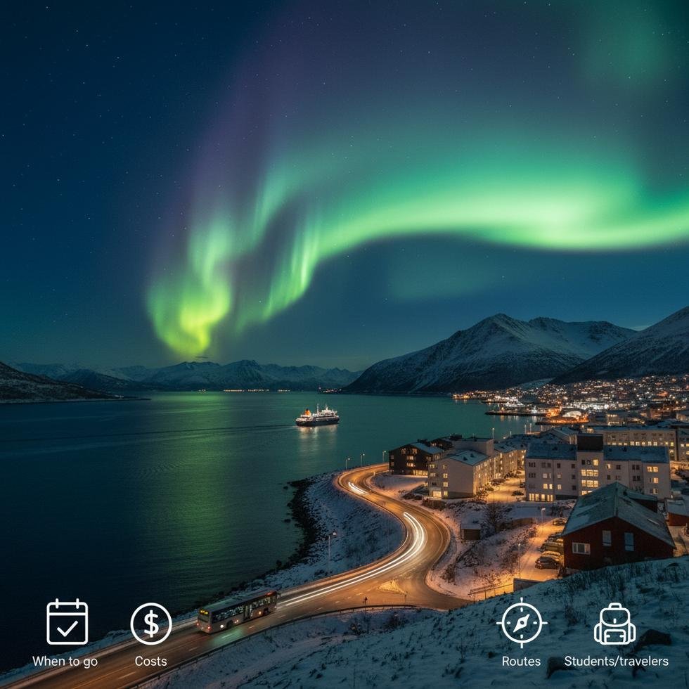 Bodø şehrinde doğa ve şehir manzarası