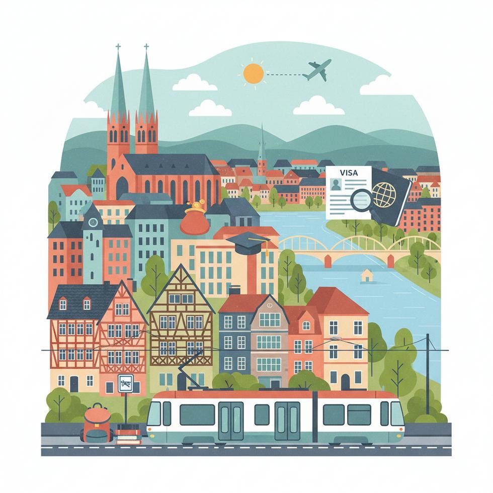 Bonn'da öğrenci yaşamına dair genel şehir manzarası