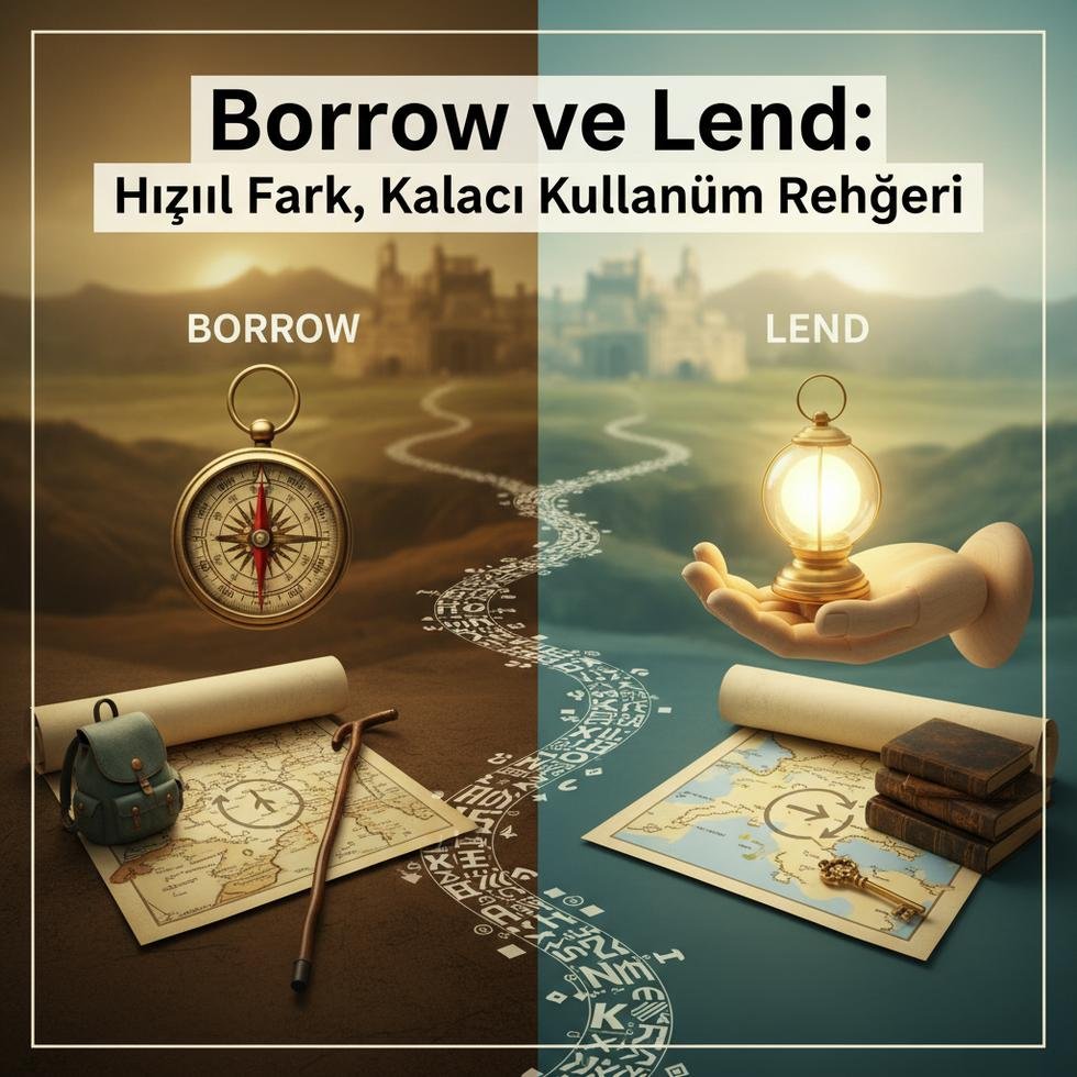Borrow ve Lend fiillerinin kullanımı ile ilgili rehber görseli