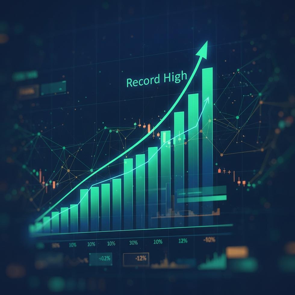 Stock market graph indicating record high in BIST 100 index