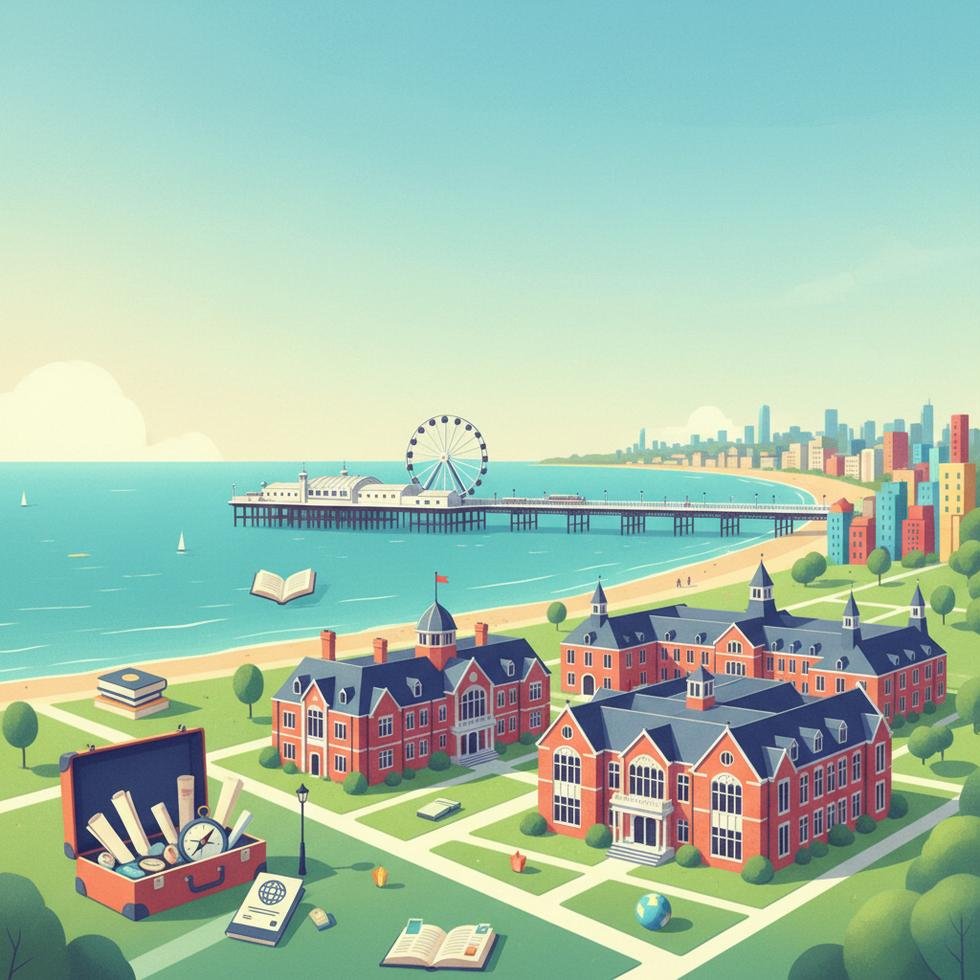 Brighton sahilinde yaz okulu öğrencileri