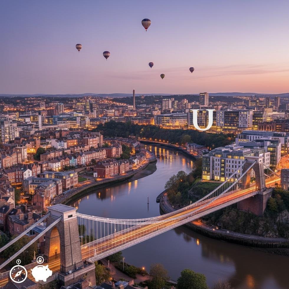 Bristol liman bölgesi ve tarihi köprü manzarası