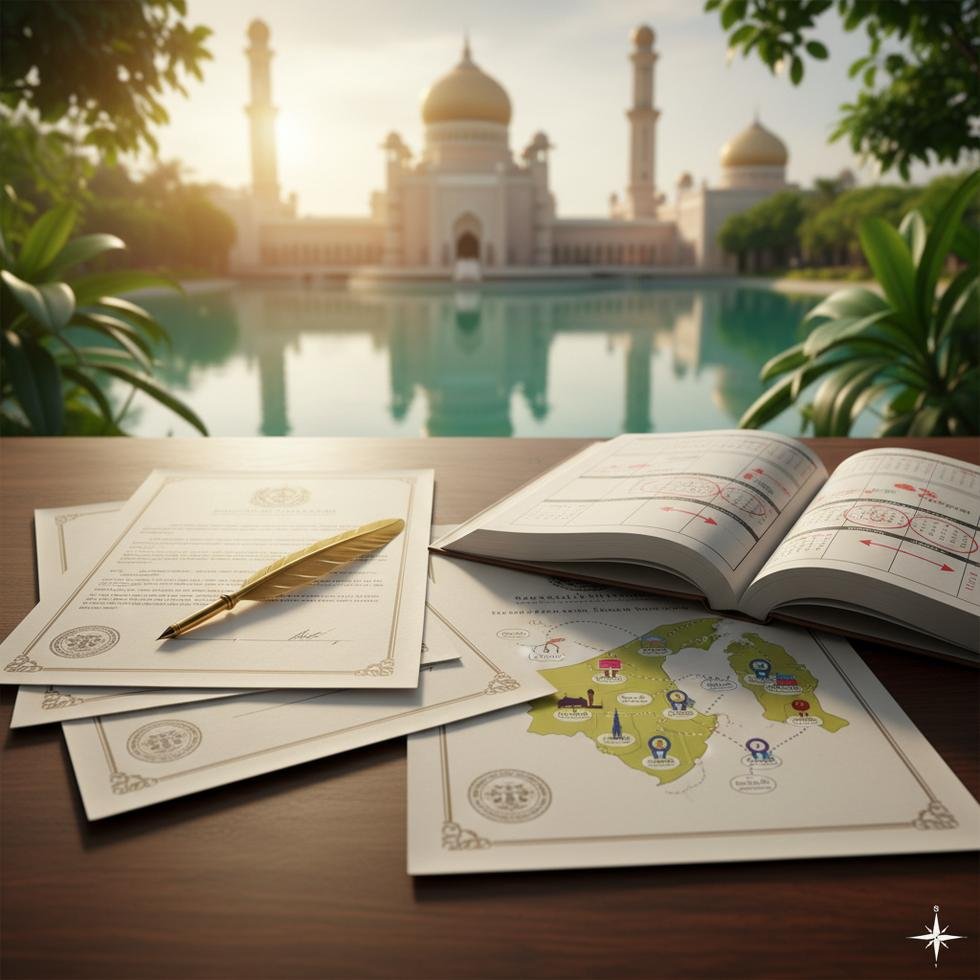 Brunei bursu hakkında bilgi içeren dijital rehber görseli