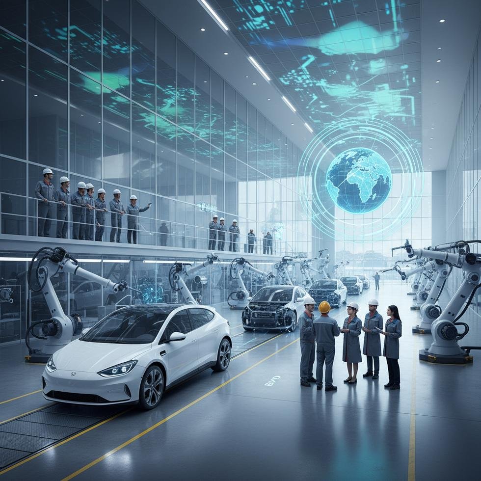 BYD otomobil fabrikasında çalışan uluslararası işçiler