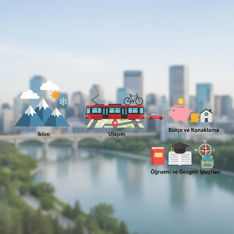 Calgary şehri panoramik görüntüsü ve doğa manzarası