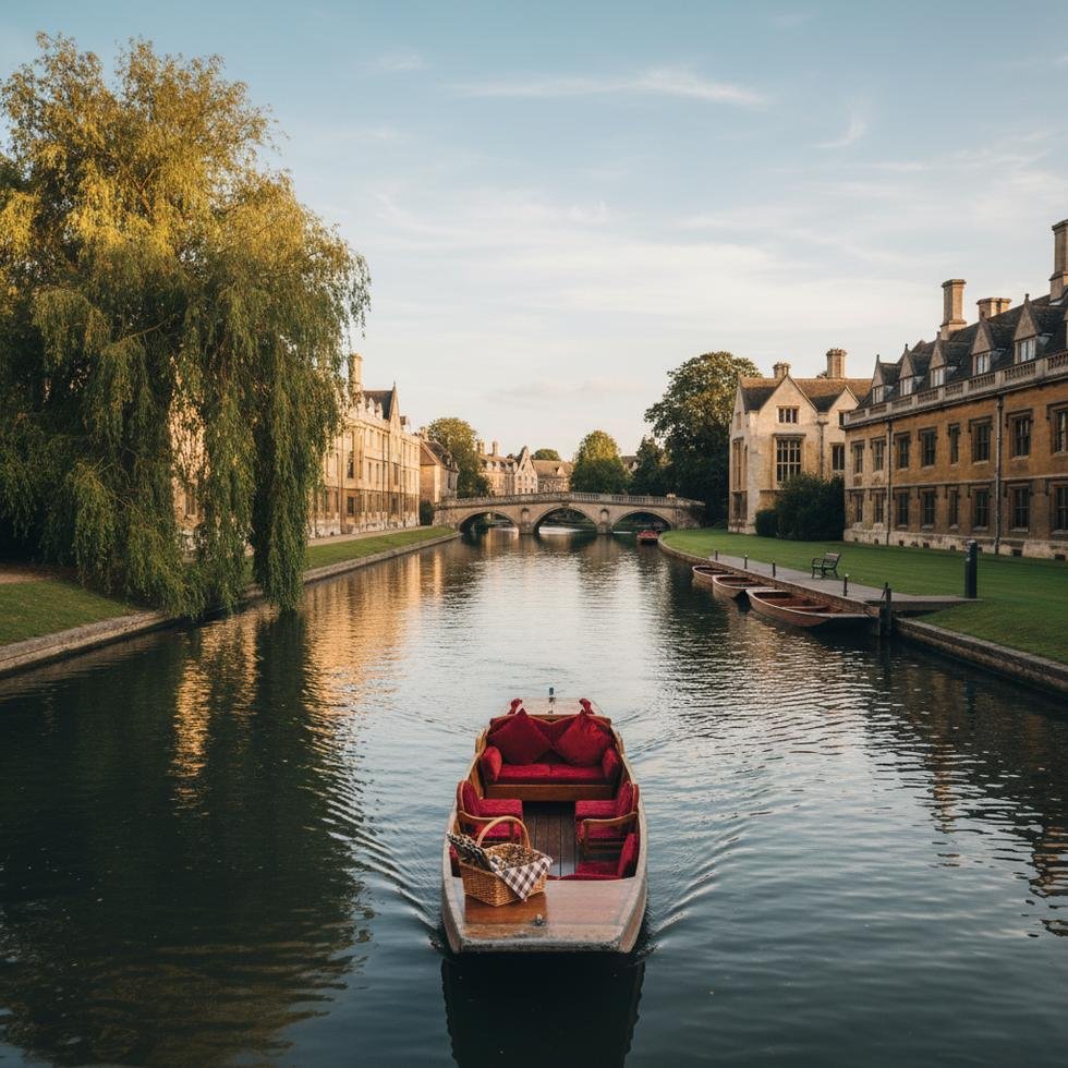 Cam Nehri üzerinde punt teknesiyle romantik tur manzarası