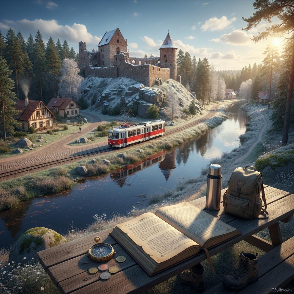 Cesis şehrinden tarihi kale ve doğa manzarası