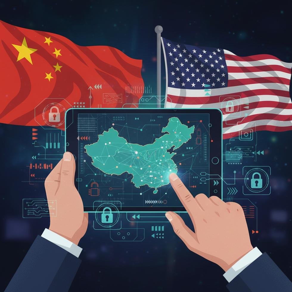 CIA ve Çin bayraklarının yer aldığı uluslararası istihbarat teması