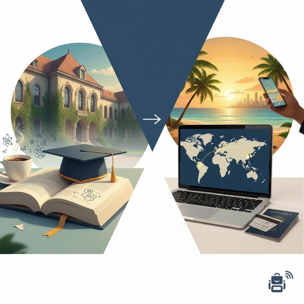 Çift vize stratejisi için öğrenci ve dijital nomad vizesi konsepti