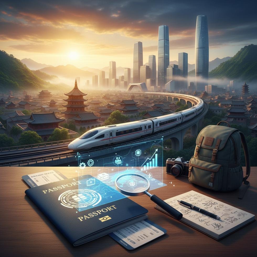 Çin'de iş bulma rehberini temsil eden iş ve vize konsepti