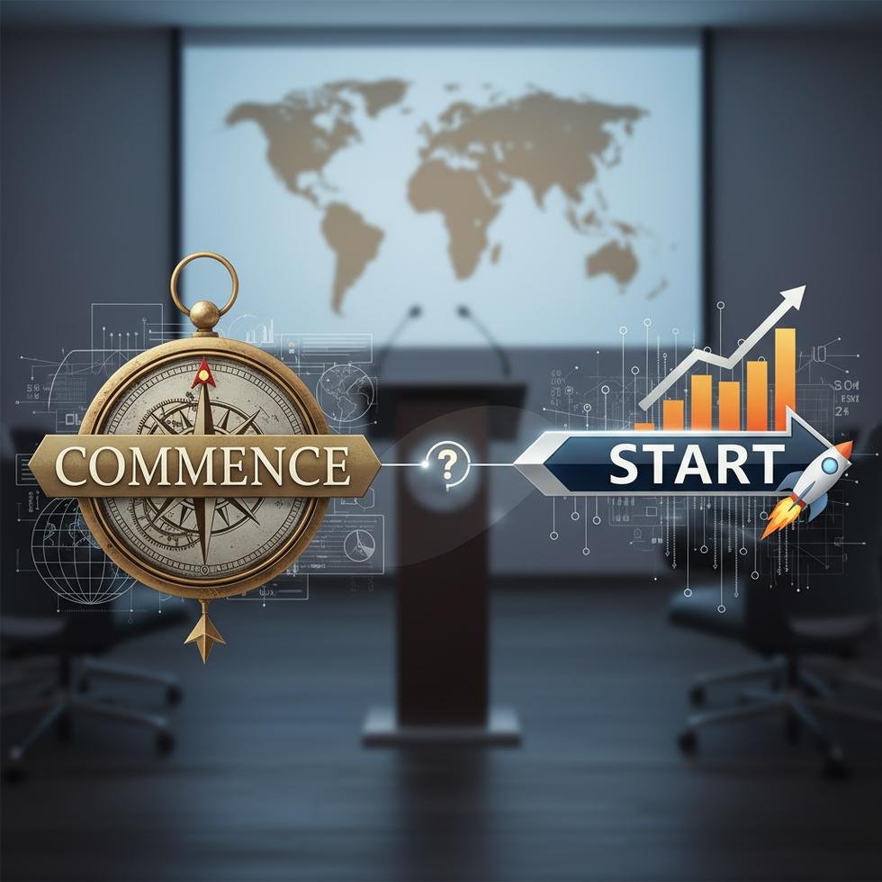 Sunum açılışında commence ve start kelimelerinin kullanımı