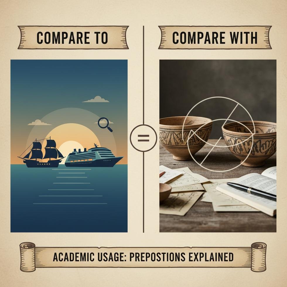 Compare to ve compare with ifadelerinin kullanım farklarını anlatan eğitim görseli