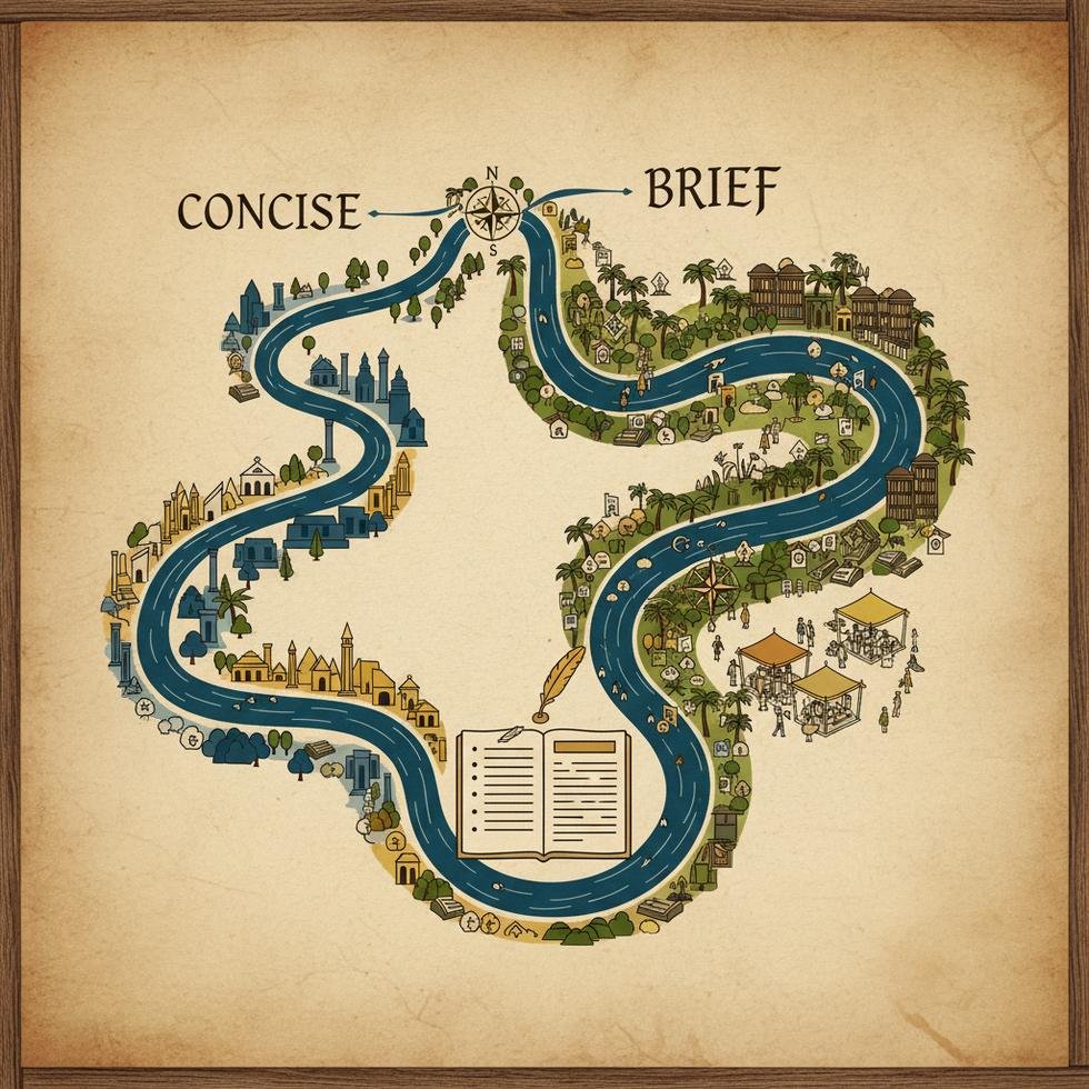 Concise ve Brief kelimelerinin kullanım farklarını gösteren infografik