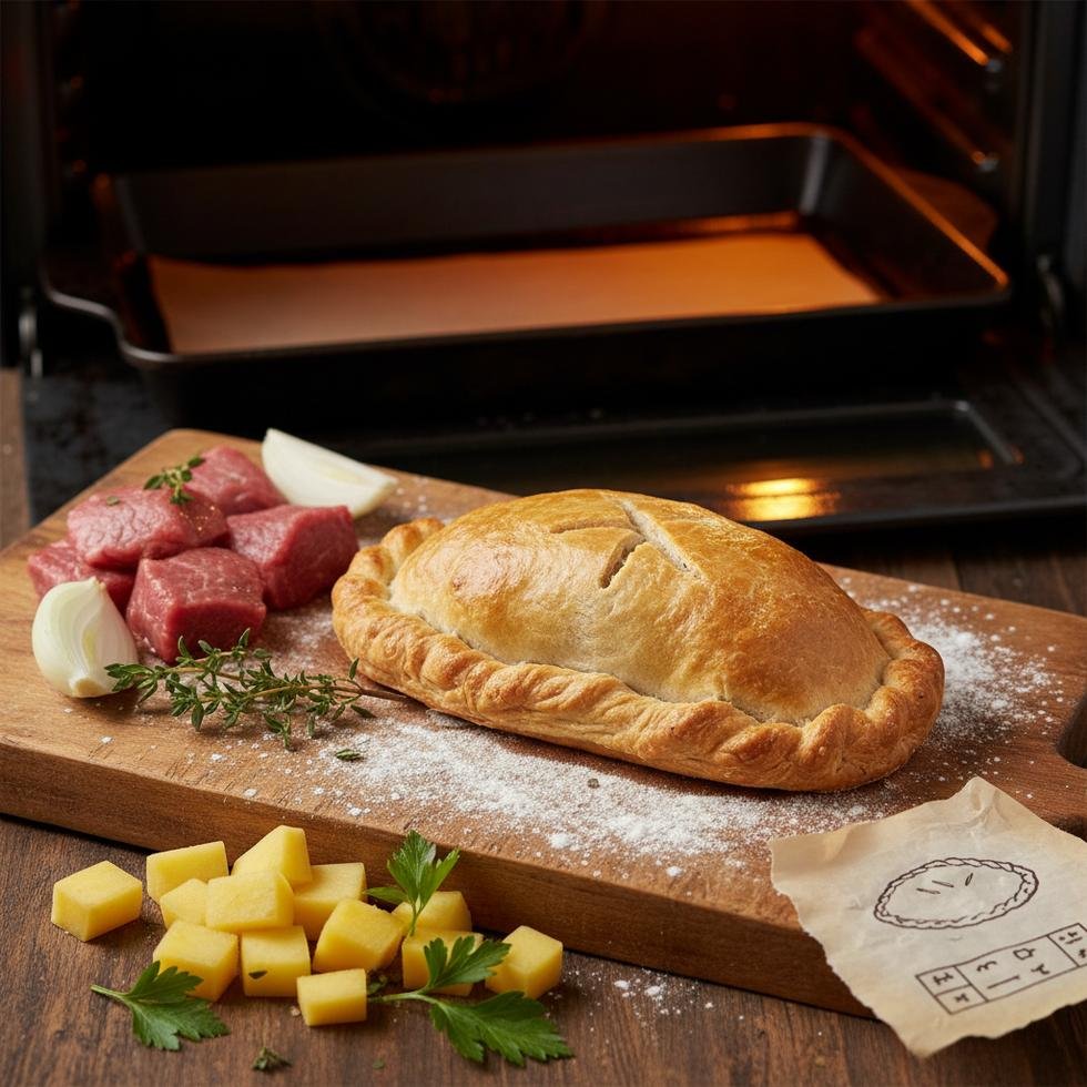Cornish Pasty pişirme ve servis sunumu