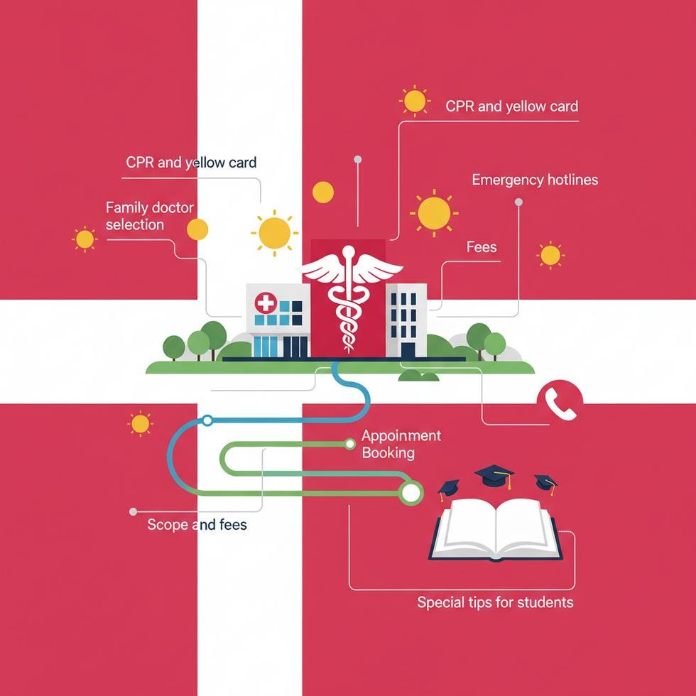 Danimarka sağlık sistemi rehberi için bilgi grafiği