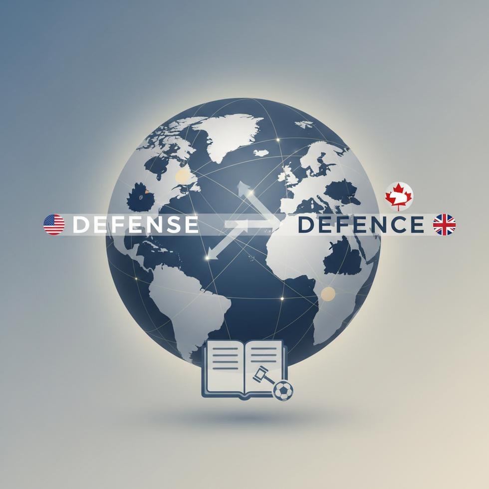 Defense ve defence kelimelerinin doğru yazımı ve ülke standartlarıyla ilgili görsel