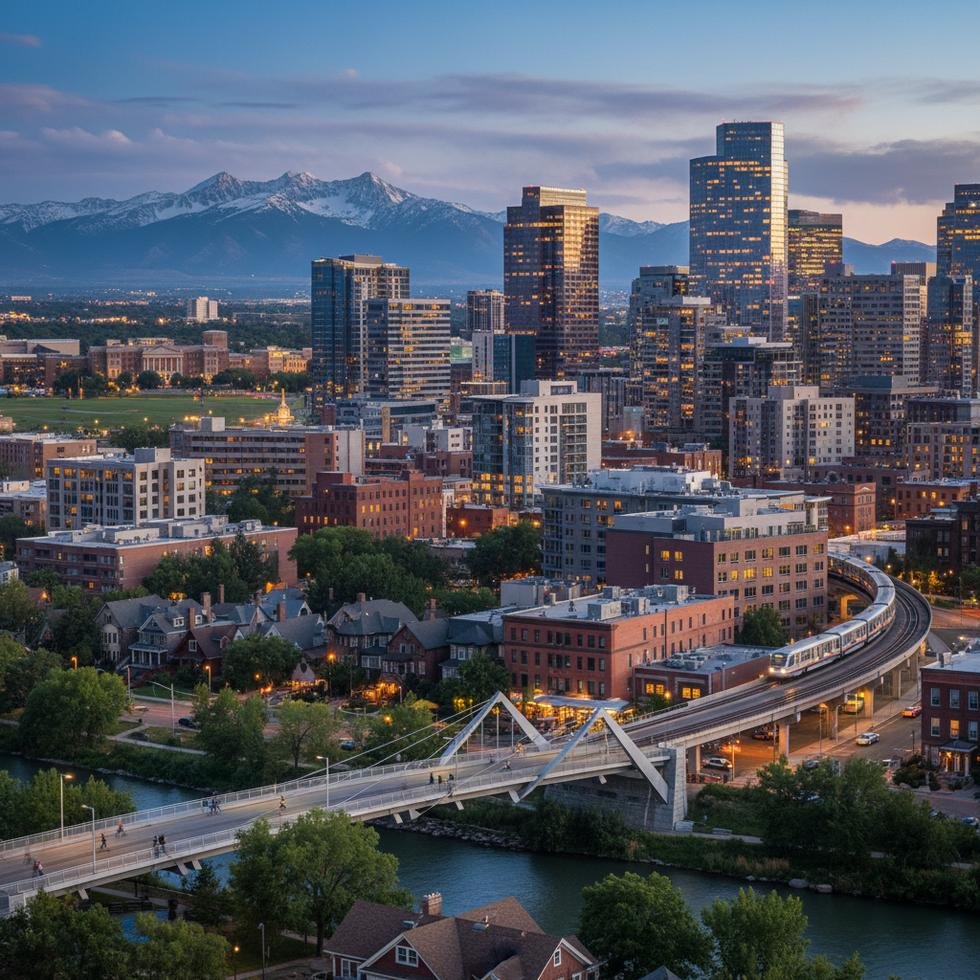Denver şehir merkezinde öğrenci ve genç profesyonellerin yürüdüğü bir cadde