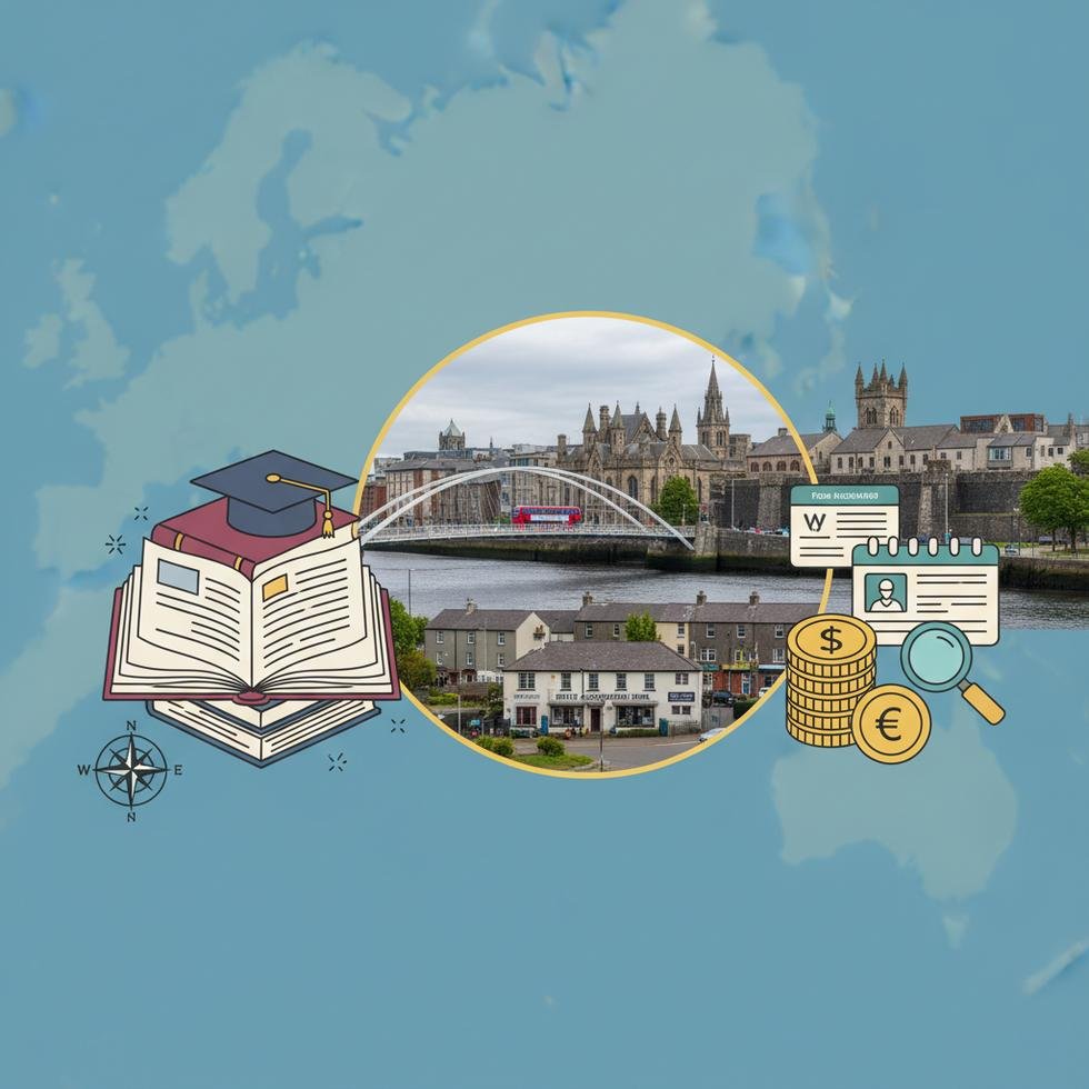 Derry şehir manzarası ve öğrenci yaşamı