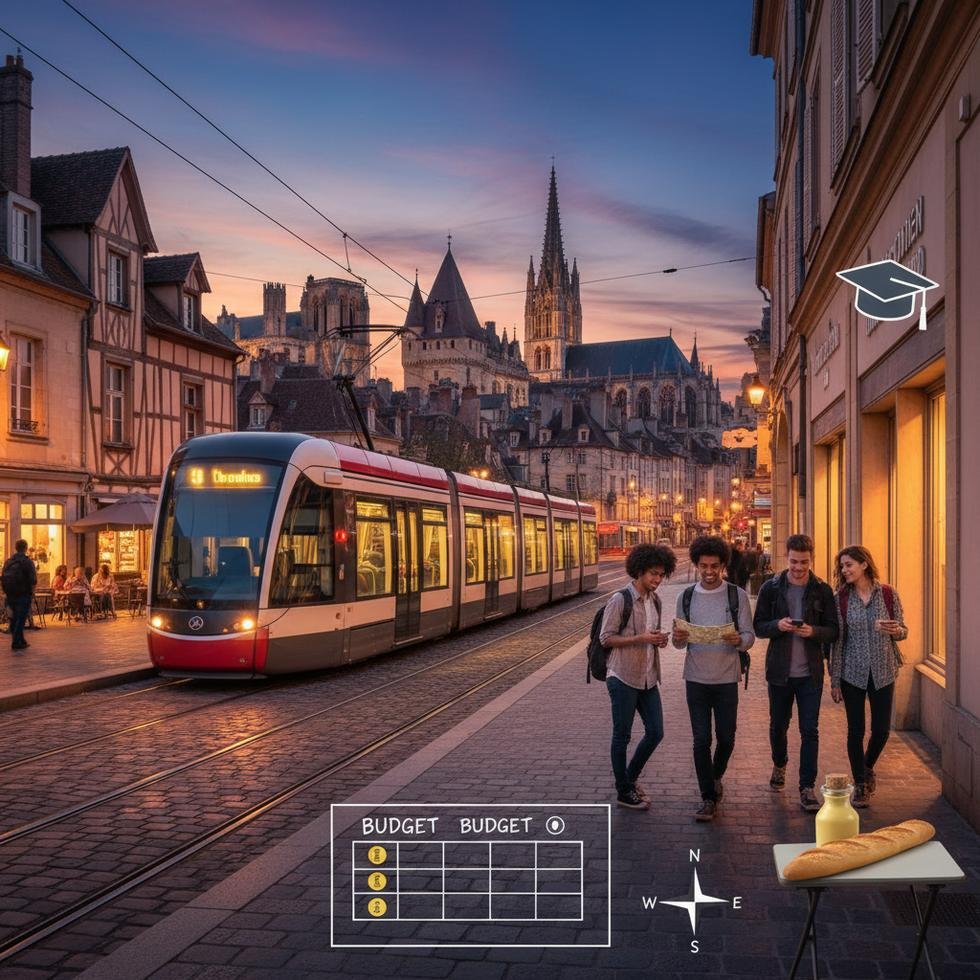 Dijon şehrinin tarihi binaları ve sokakları