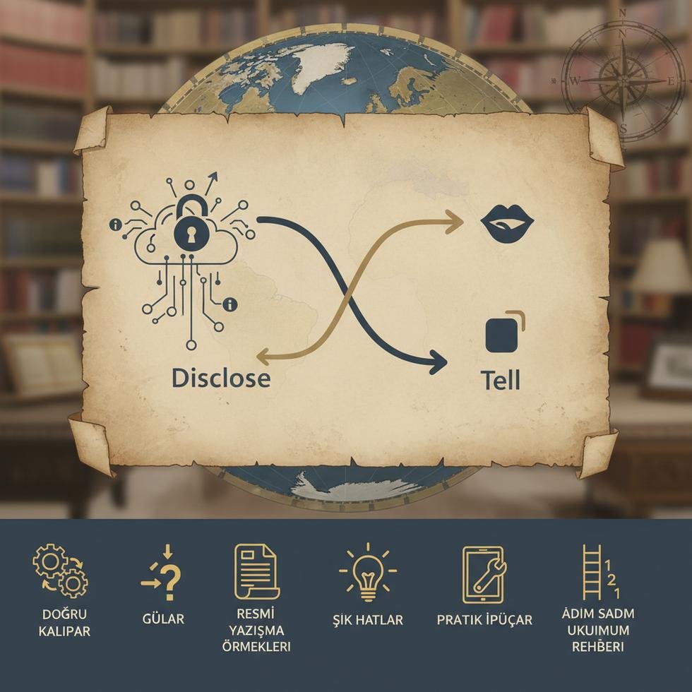 Disclose ve tell fiillerinin İngilizce kullanım farklarını anlatan rehber