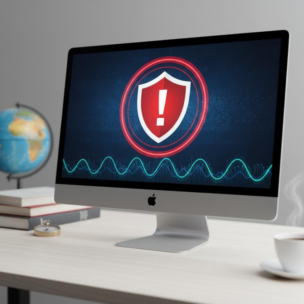 Bilgisayar ekranında siber güvenlik uyarı işareti