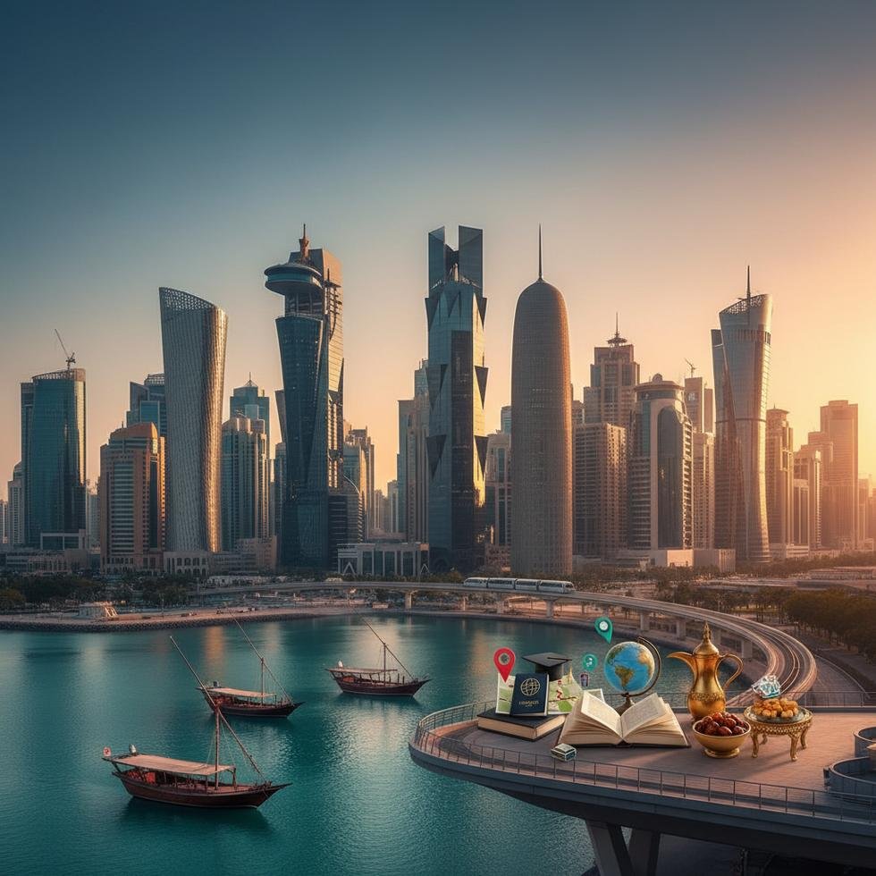 Doha şehri ve modern mimarisi, eğitim ve seyahat rehberi