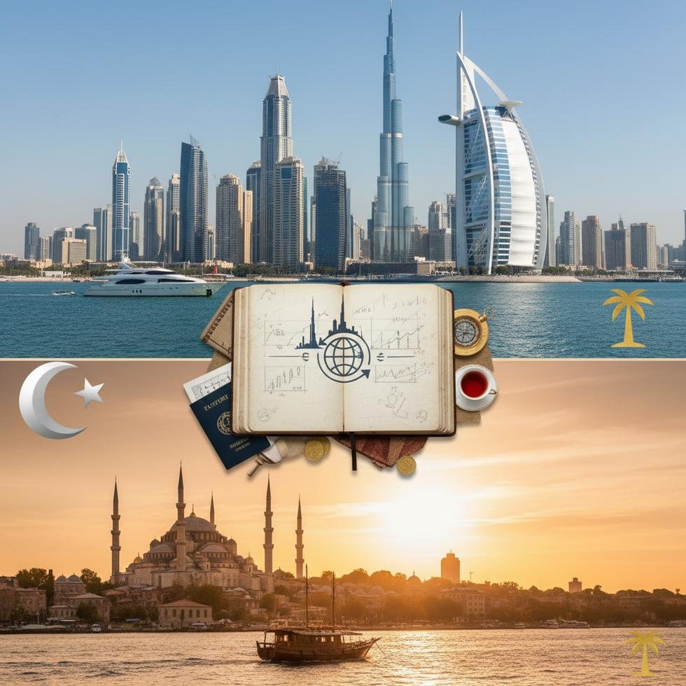 Dubai ve Türkiye'de emeklilik sistemlerini gösteren grafik