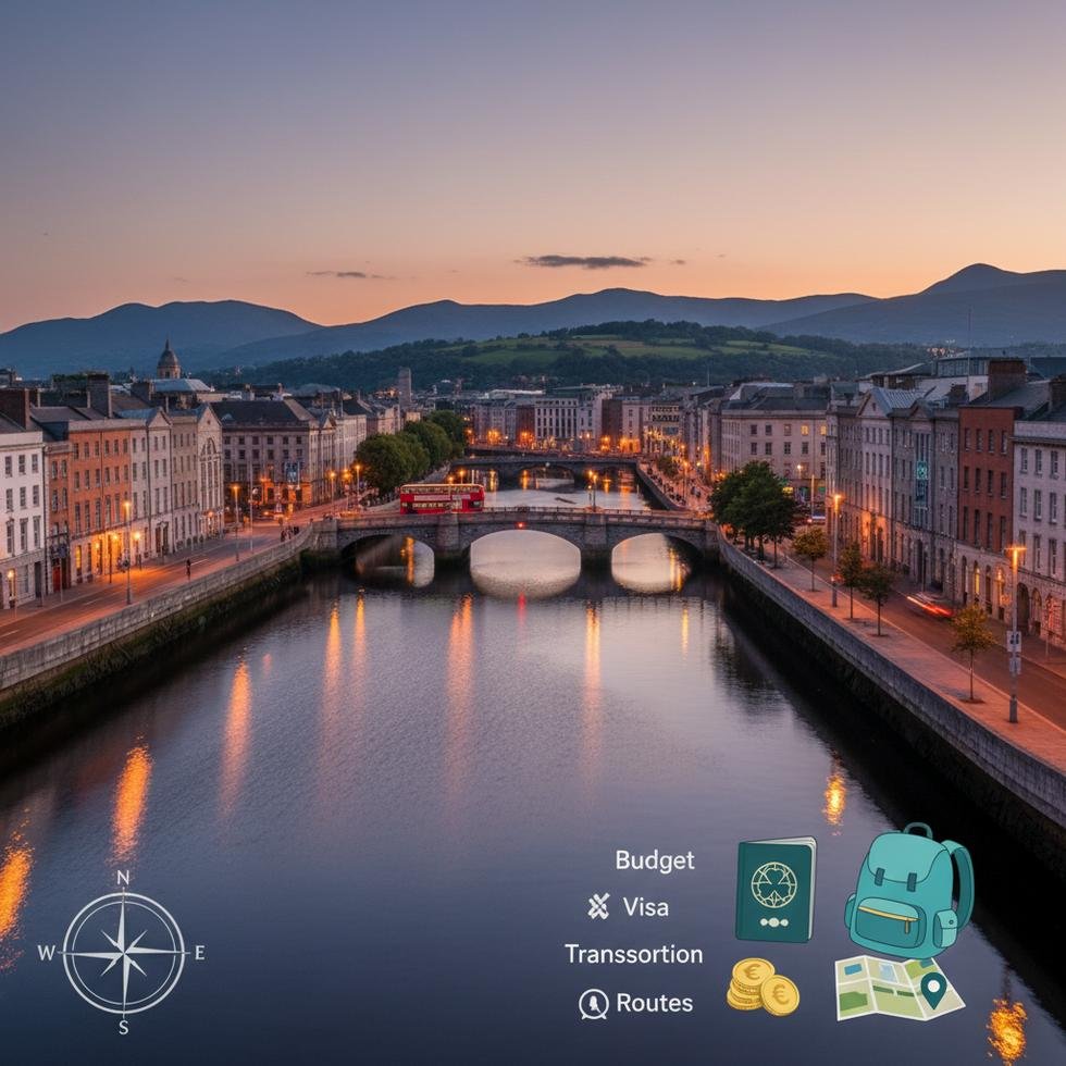 Dublin şehir merkezi ve tarihi bölgeler manzarası