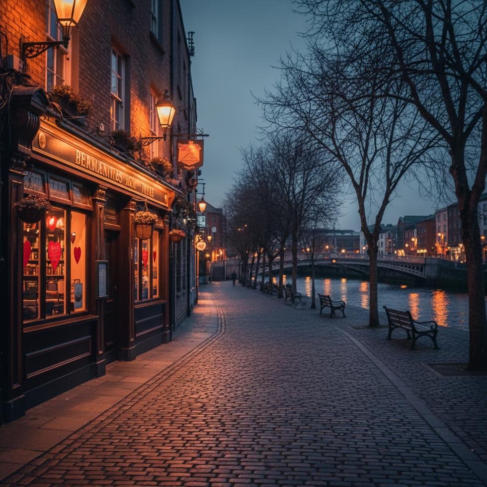 Dublin’de sevgililer günü için nehir yürüyüşü ve pub atmosferi