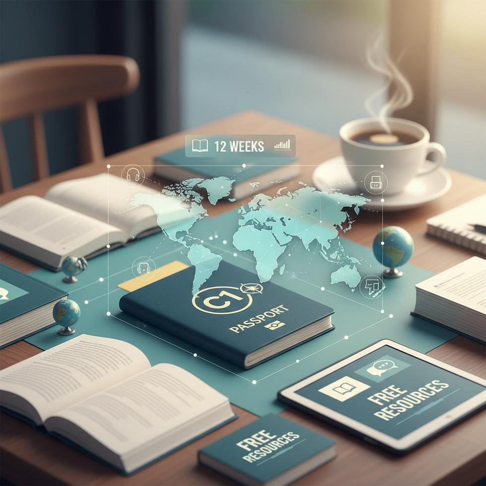 E-TEP C1 sınavına hazırlık yapan öğrenci masa başında çalışıyor