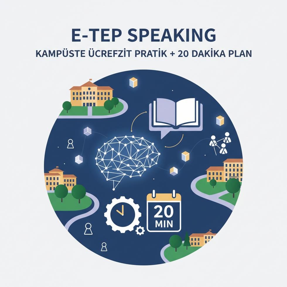 E-TEP Speaking pratiği yapan öğrenciler kampüs ortamında