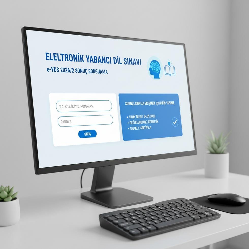 Online yabancı dil sınav sonuçları sorgulama ekranı gösteren bilgisayar ekranı